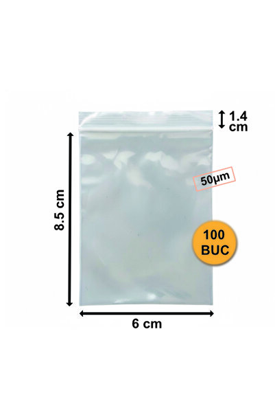 OEM Set de 100 de pungi de plastic cu fermoar, 60 mm x 85 mm