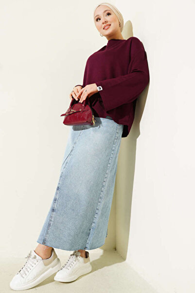 Smy moda Basic Blouse with Wrist Embroidery and Crew Neck