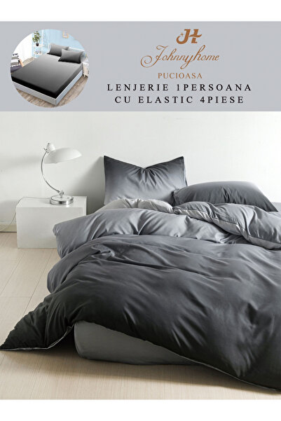 FIONNA.RO Lenjerie Din Finet Satinat 1 Persoana Cu Elastic - Negru Degrade