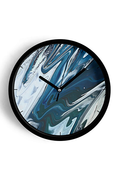 JHAAR Ceas de perete modern cu design abstract - 25 cm - Carcasă neagră cu st...