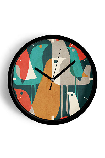 JHAAR Abstract - Ceas de perete modern boem - 30cm - Carcasă neagră cu sticlă...