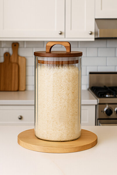 Paşabahçe Akasya Kapaklı 3200 ml Büyük Cam Kavanoz-Bakliyat Saklama Kabı