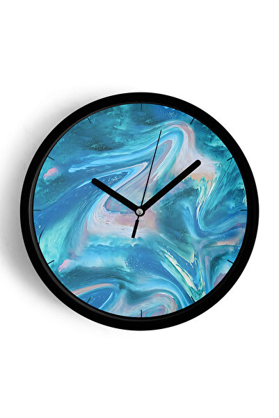 JHAAR Ceas de perete modern cu design abstract - 42 cm - Carcasă neagră cu st...