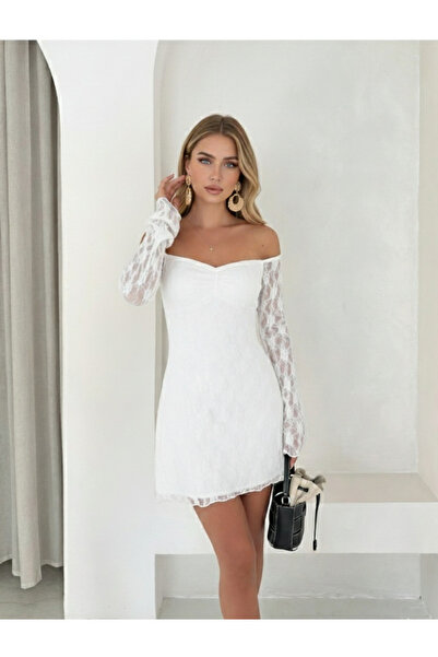 GLAM AURA Kadın Lace Dream Mini Dantel Elbise