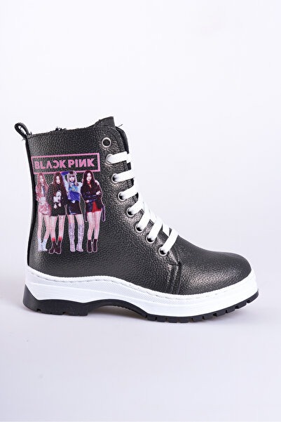 KATEYLER Cizme pentru fetiță cu fermoar, cu pene de platină, cu talpă cusută anti-alunecare