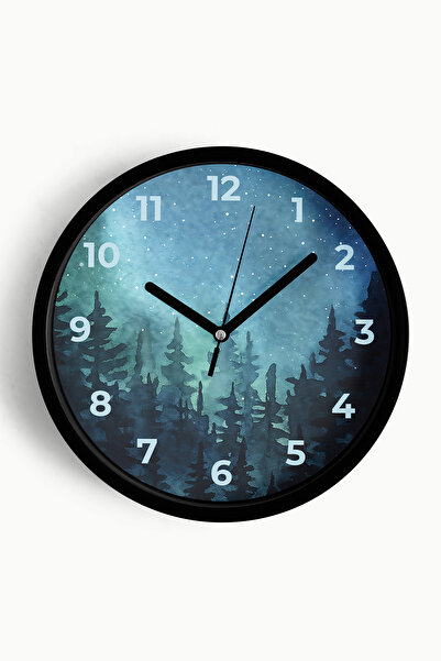 JHAAR Abstract Night Vision Modern Wall Clock - 25cm - Black Case with Glass ...