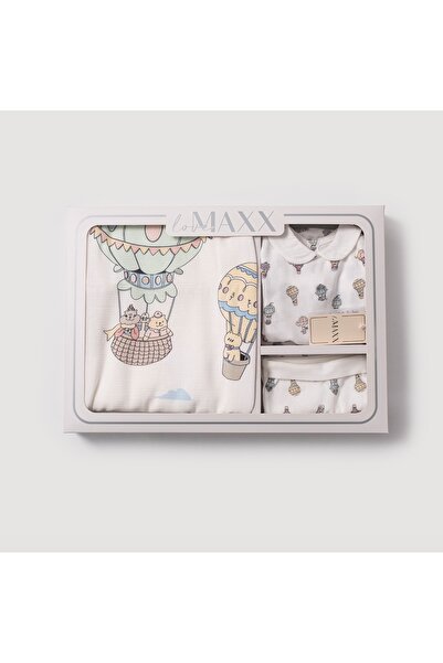 PARK BEBE Hospital Release Special Design for Baby Girl and Boy 0-3 Months Balloon Printed Boxed Set 8 Pieces