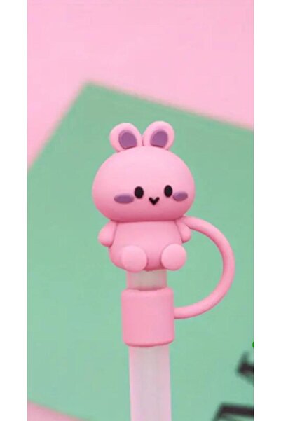 alisa Hayvan Desenli 3D Termos Pipet Kapağı - Yeniden Kullanılabilir, 10mm pi...