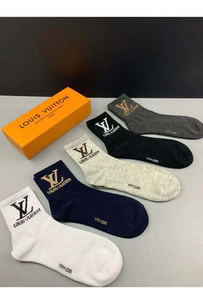 Louis Vuitton || LV Monogram Logo Socks (Pack Of Five)