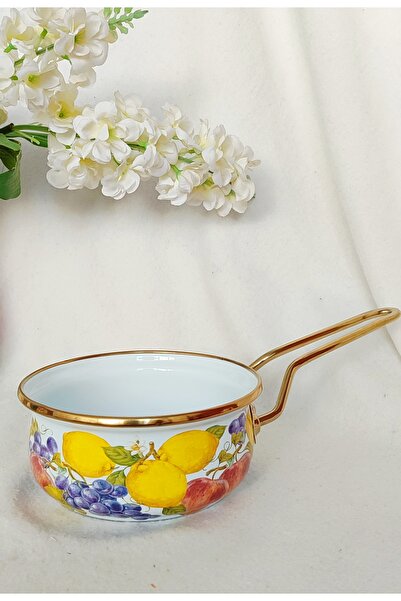 EBRULİEMAYE Üzüm Gold Lux Enamel Pan Sauce Bowl Casserole 1 Liter 16 cm Diameter