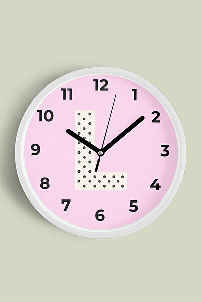 JHAAR Ceas de perete pentru camera fetelor cu litera L - 35cm - Carcasă albă ...