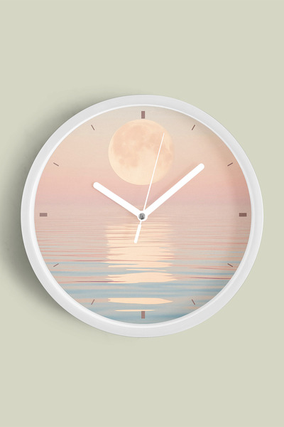 JHAAR Soyut - Bohem - Doğa - Deniz Manzaralı Modern Duvar Saati - 30cm - Önü ...