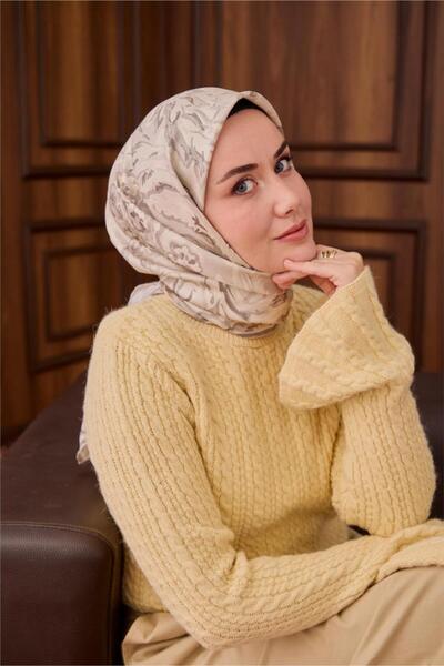 Silk Home Silver Ethnic Pattern Tivil Woven Pure Silk Scarf-Kvs0904