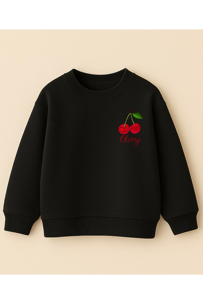 fasardi Детска блуза с дълъг ръкав и принт с череши, 3 нишки