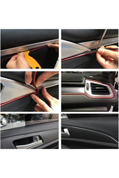 Generic Decorative Car Dashboard Trim Roll 5 Meters with Squeegee - Red