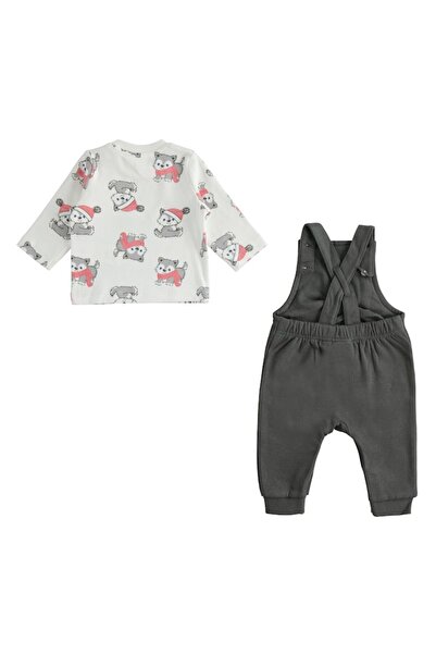İDO I Do - Baby Boy Top and Romper Set, 4.5189, White/Grey, 62-68 cm