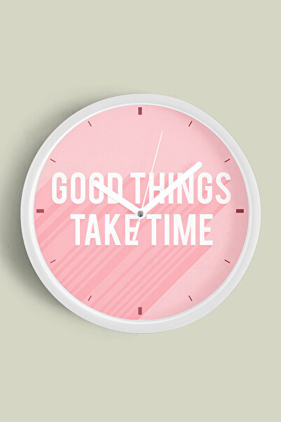 JHAAR Design modern cu litere - Ceas de perete „Good Things Take Time” - 35 c...