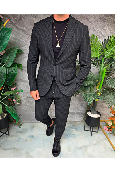 Philip Guston Men's suit, Black with stripes: Jacket and Pants