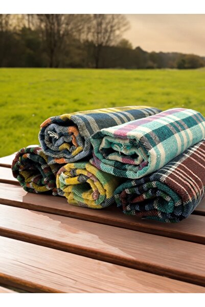 kamptek kamp teknolojisi Camping Picnic Table Cover Plaid Patterned Colorful 140*140 cm Cover 3 Pieces