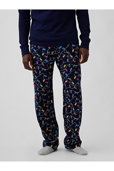GAP Erkek Koyu Mavi Relaxed Flannel Pijama Altı