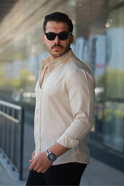 GENCULUS Men's Long Sleeve Regular Fit Linen Shirt