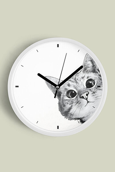 JHAAR Ceas de perete modern cu tematică pisică adorabilă - 35 cm - Carcasă al...
