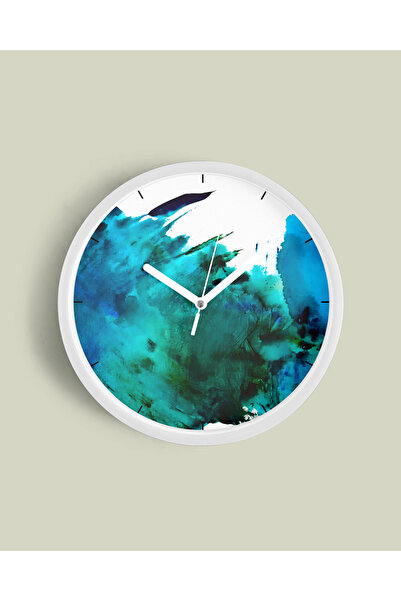 JHAAR Ceas de perete modern cu design abstract - 35 cm - Carcasă albă cu stic...