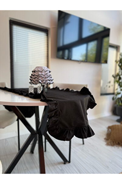 KaiAtelier Lune Keten Dikdörtgen Fırfırlı Runner 50cm x 150cm