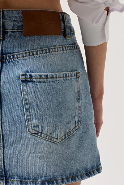 GENCULUS Asymmetrical Belt Denim Mini Skirt