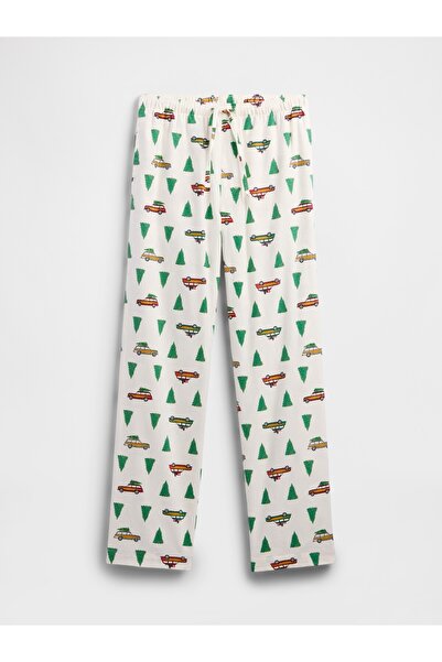 GAP Erkek Beyaz Relaxed Flannel Pijama Altı