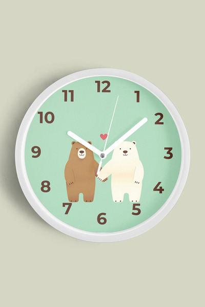 JHAAR Ceas de perete pentru camera copiilor cu urși iubitori - Copii gemeni -...