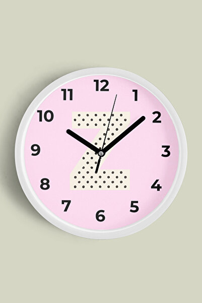 JHAAR Ceas de perete pentru camera fetelor cu litera Z - 42cm - Carcasă albă ...