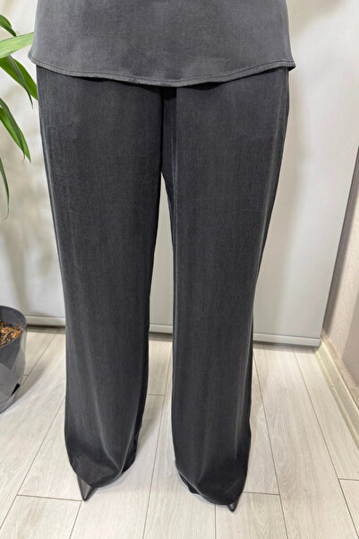 MISS DALIDA Knitwear Detailed Cupro Silk Trousers Black T26K-7002