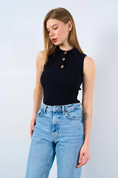 GENCULUS Buttoned Knitwear Undershirt Black