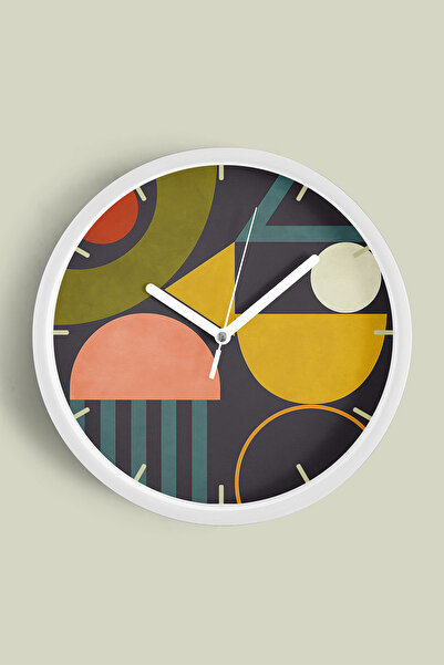 JHAAR Abstract - Ceas de perete modern boem - 35cm - Carcasă albă cu sticlă f...