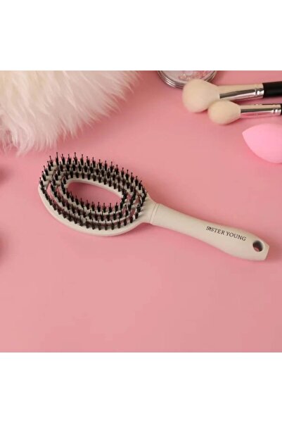 SISTER YOUNG COCO WHITE Boar Bristle Detangling Hair Brush