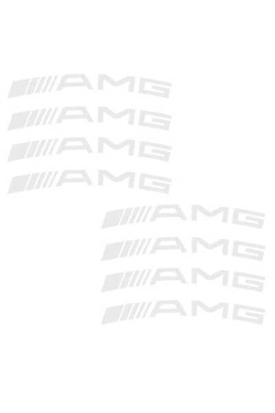 Oracal Set of 8 car tuning stickers for Mercedes AMG, for alloy wheels, durable, white