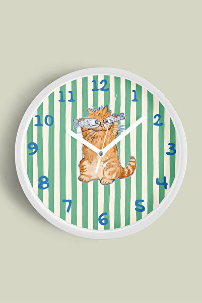 JHAAR Ceas de perete modern pentru camera copiilor cu design pisică - 25 cm -...