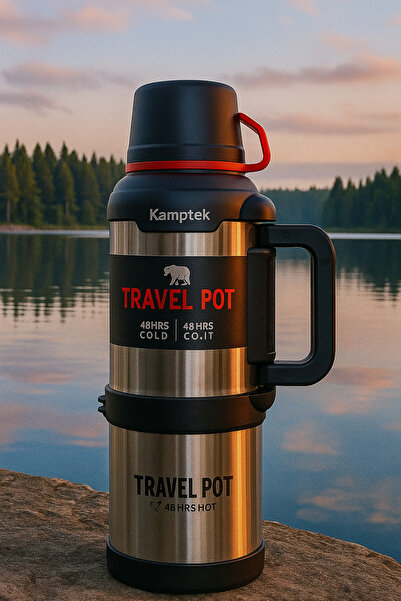 kamptek kamp teknolojisi Camping Mountain Fishing Trekking Thermos 4 Liter Steel with 48 Hours Hot and Cold Preservation
