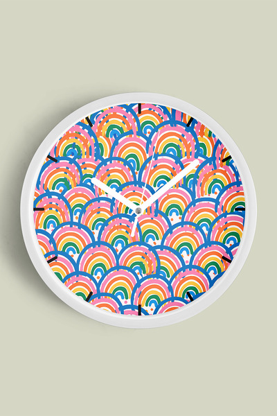 JHAAR ساعة حائط حديثة - 30 سم - هيكل أبيض مع واجهة زجاجية - آلية صامتة