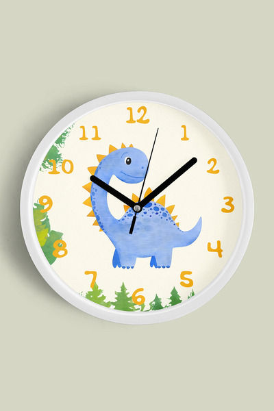 JHAAR Ceas de perete pentru camera copiilor cu dinozauri drăguți - 35 cm - Ca...