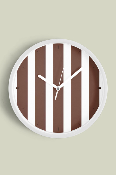 JHAAR Colorful Vertical Stripes Modern Wall Clock - 25cm - White Case with Gl...