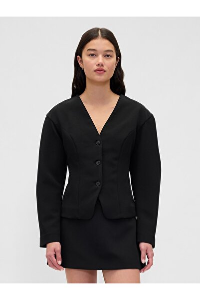 GAP Kadın Siyah Düğmeli Bluz