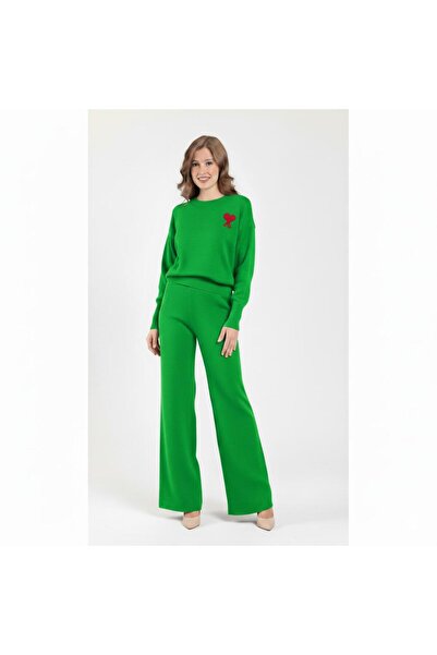 Abalı Yeni sezon kışlık 2li pantolonlu takım Yumuşak yün iplik Durk park Narmin model