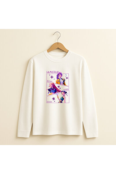fasardi K-Pop Demon Hunters Huntrix Zoey Rumi Mira Printed Long Sleeve Girls' T-Shirt
