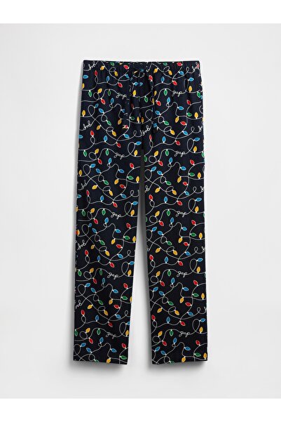 GAP Erkek Koyu Mavi Relaxed Flannel Pijama Altı