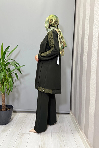 MissWhence Tunic with Fabric and Embroidery Detail on the Sleeves Green 38040