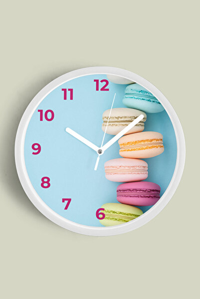 JHAAR ساعة حائط حديثة بألوان الباستيل - 30 سم - هيكل أبيض مع زجاج أمامي - آلي...