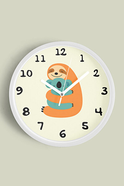 JHAAR ساعة حائط لطيفة لغرفة الأطفال على شكل كوالا - 30 سم - هيكل أبيض مع زجاج...