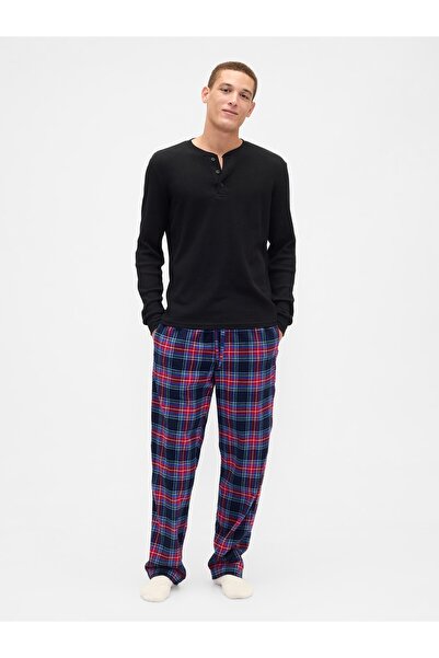 GAP Erkek Lacivert Relaxed Flannel Pijama Altı